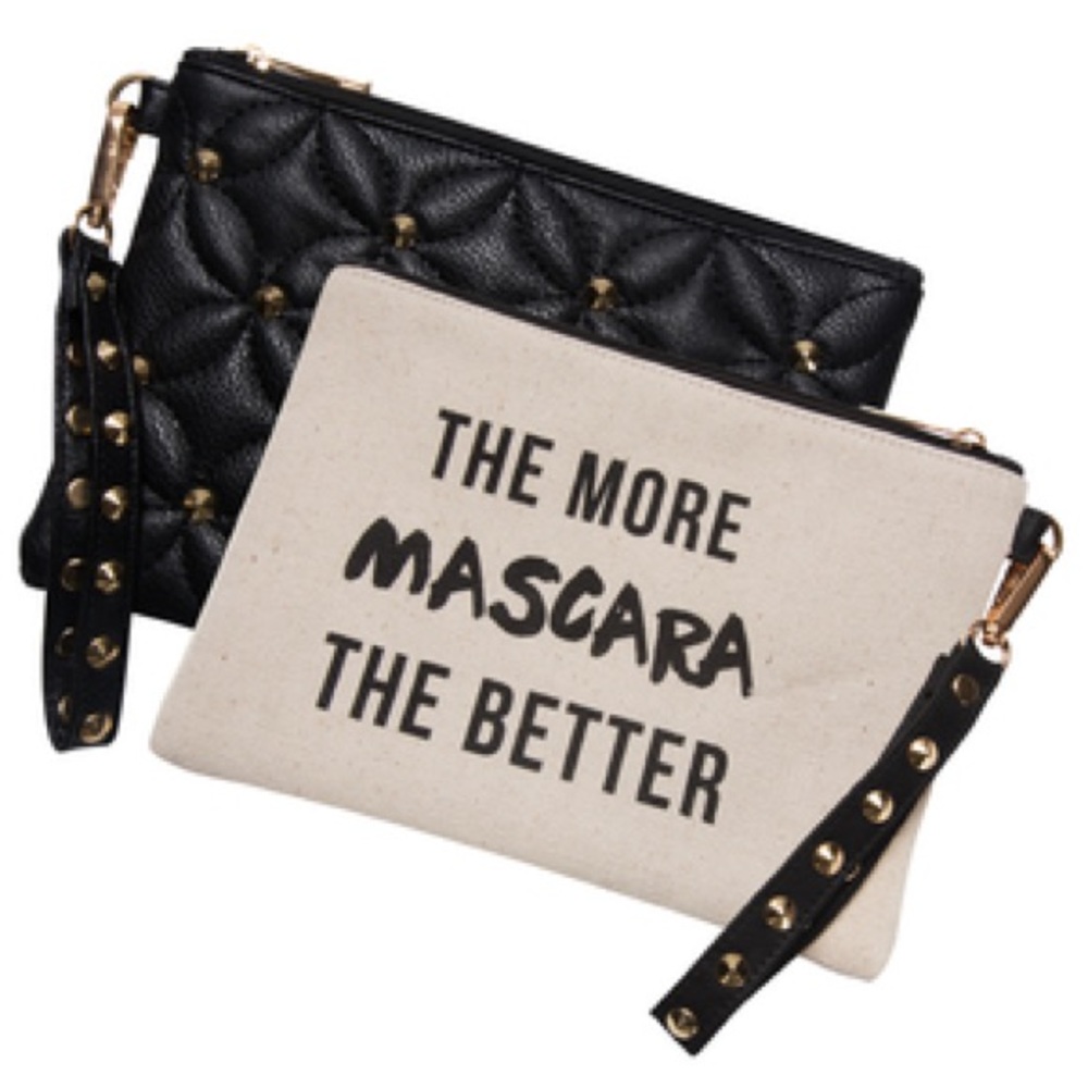 NWOT 💄 Vegan Leather/Canvas Makeup Bag or Clutch